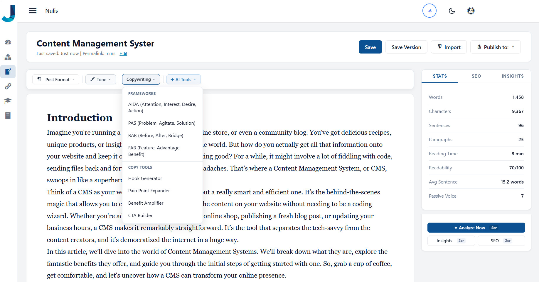 Jarvisio smart editor